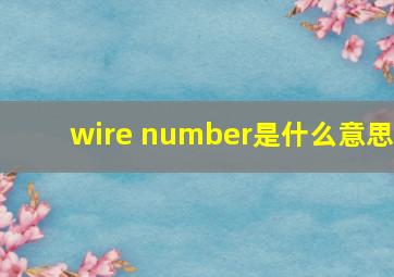 wire number是什么意思